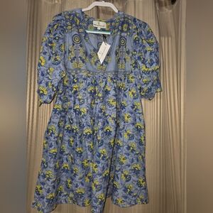 Blue Floral Mini Dress